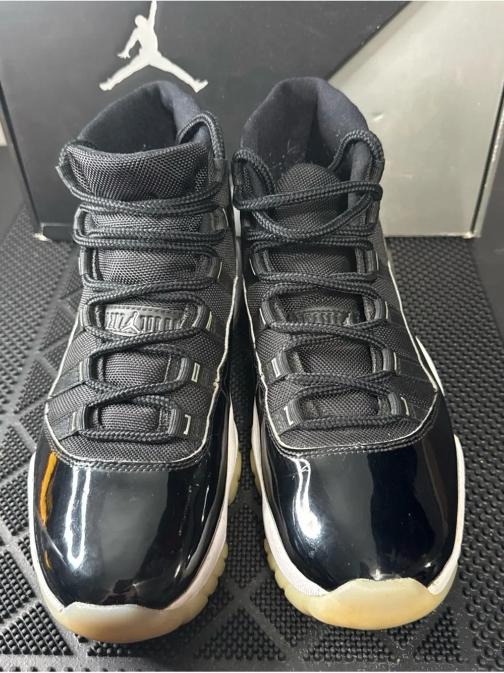 Jordan Men’s Athletic Shoes Black/White with Yellowed Sole